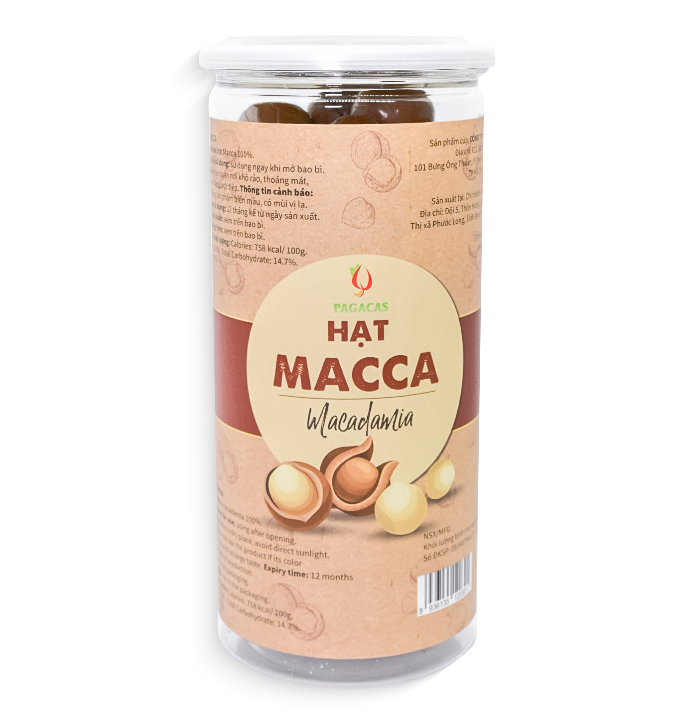 Hạt macca Pagacas - Hũ 500g